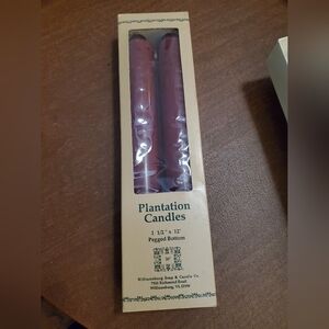 Vintage Set Of 2,1990 Williamsburg Plantation Red Wine,pegged Bottom Candles,